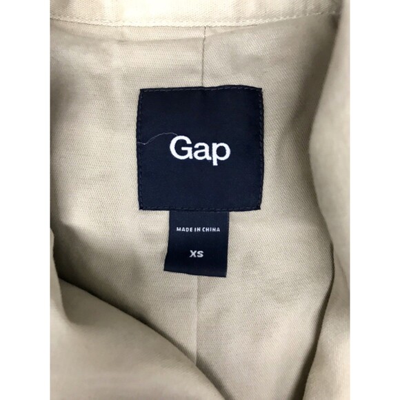 GAP Women’s Full Zip Biker Jacket Size XS Solid Khaki Beige Long Sleeves EUC - Picture 7 of 12